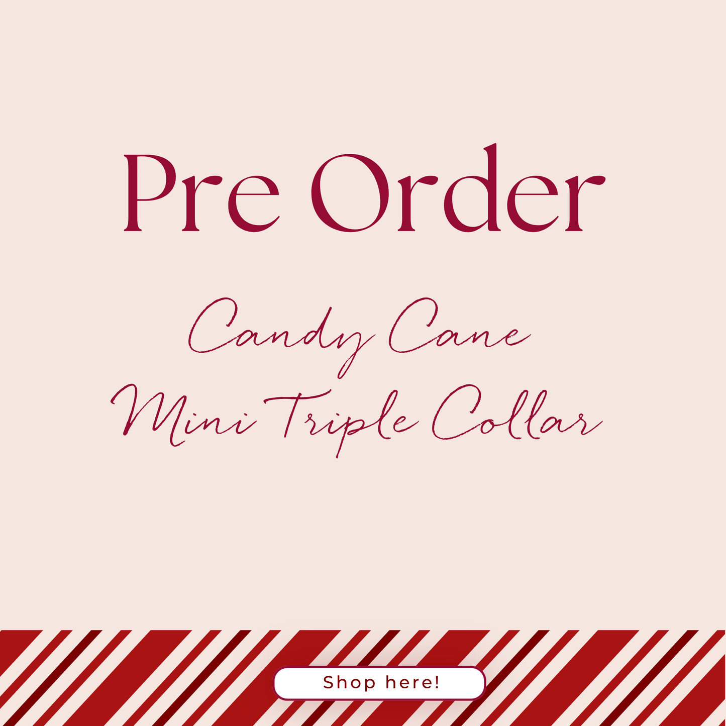 PRE ORDER - Candy Cane Mini Triple Layer Rope Collar