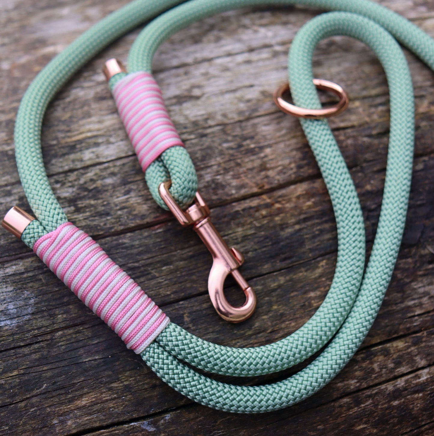 Raspberry Matcha Paracord Dog Clip Lead