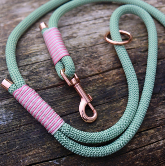 Raspberry Matcha Paracord Dog Clip Lead